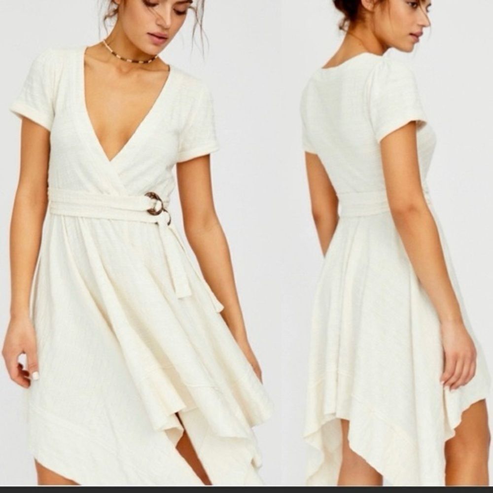 Free People Flirty Cream Wrap Dress